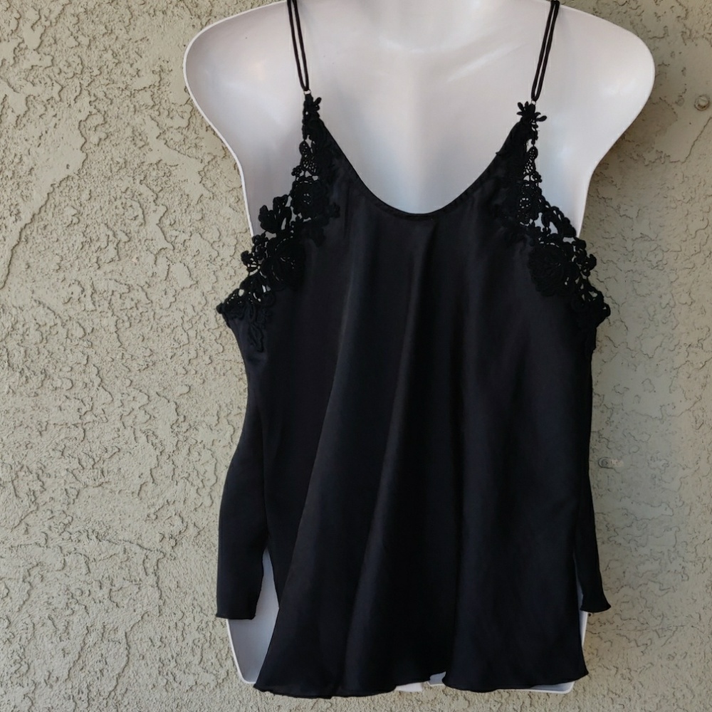 Free people intimately black silk crochet blouse - Picture 5 of 8